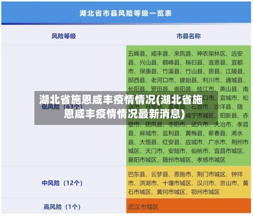 湖北省施恩咸丰疫情情况(湖北省施恩咸丰疫情情况最新消息)-第1张图片